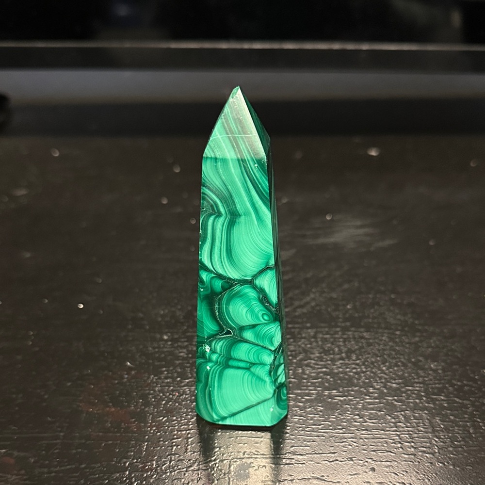 Green Malachite Obelisk Sculpture
